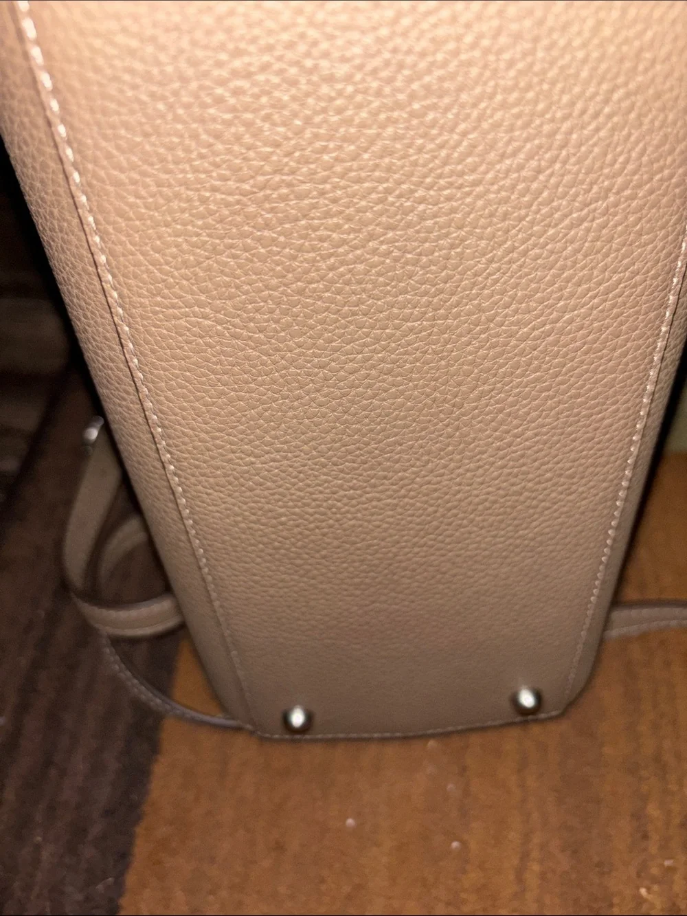 Tory Burch Taupe Pebbled Leather Top-Handle Satchel with Silver Hardware